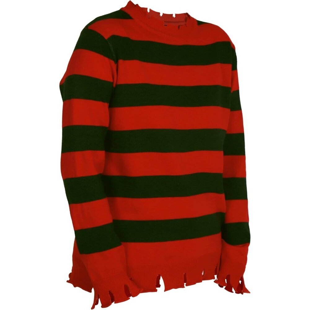 Adult Horror Sweater Costume Red Green Distressed Edges for Halloween - Picture 2 of 6